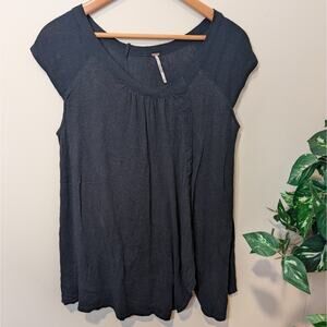 Free People Oversized Black Linen Women's Blouse Size XS